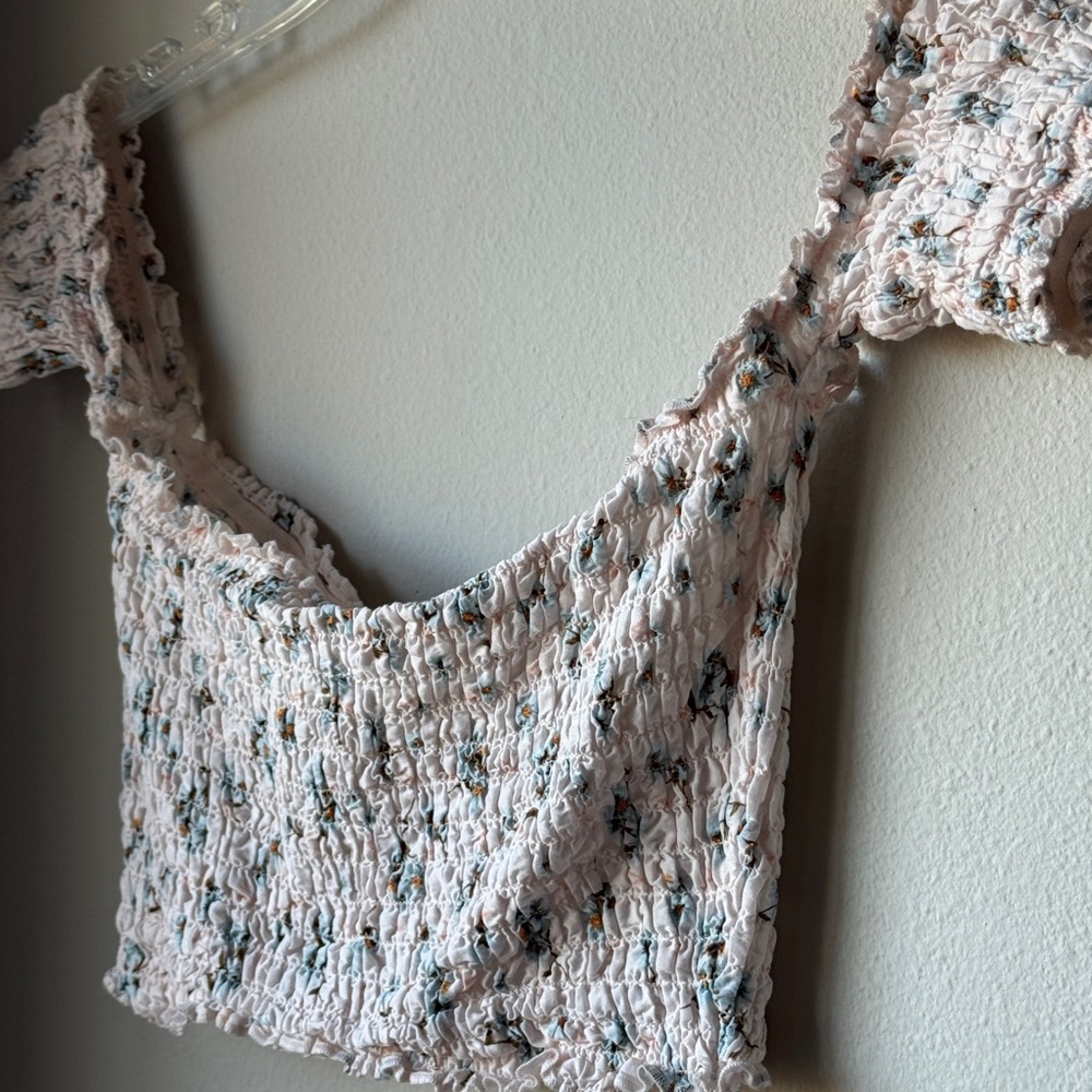 Victoria's Secret Smocked Pink Floral Crop Top - Picture 3 of 5